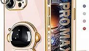 for iPhone 12 Pro Max Case Astronaut Cute Girls Women Girly Unique Phone Cases with Hidden Stand Kickstand 6D Design with Camera Lens Protector Cover for iPhone 12 ProMax 6.7''
