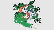 Water And Fire Dragon Embroidery Design | 8x8 Dragon Digitize File | DigitEMB