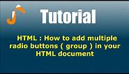HTML : How to add multiple radio buttons ( group ) in your HTML document