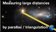 Using parallax / triangulation to measure large distances in astronomy: from fizzics.org