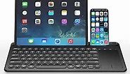 Dracool Multi-Device Wireless Keyboard with Touchpad for Tablet TV Rechargeable Bluetooth Keyboard with Built-in Holder and Easy Media Control for iPad/iPhone/Mac/Andriod/Chrome/Windows/PC/Smart TV