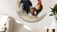 Everso Metal Rooster Decor Rooster Moon Wall Decor 3D Wrought Iron Wall Sculptures Hanging Decor Art Rustic Farmhouse Wall Decor for Indoor Outdoor