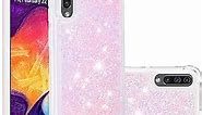 Compatible with Galaxy A50 Case, Bling Glitter Liquid Clear Case Floating Quicksand Shockproof Protective Sparkle Silicone Soft TPU Case for Samsung Galaxy A50. YBL Star Pink