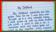 Essay on My Childhood In English/My Childhood Essay In English/Essay on My Childhood Memories l