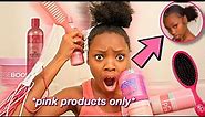Styling My NATURAL Hair ONLY Using PINK Products