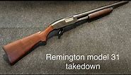 Remington Model 31 side eject, takedown pump action 12 gauge “Riot” shotgun- ball bearing smooth
