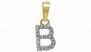 10 Karat Solid Gold Diamond Initial Pendant (A-Z) - Letter Necklace - Initial Necklace - Natural Diamond Pendant - Dainty Initial Necklace (B)