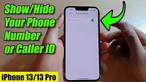 iPhone 13/13 Pro: How to Show/Hide Caller ID / Phone Number