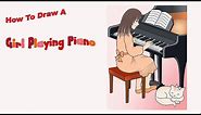 how to draw a girl playing piano