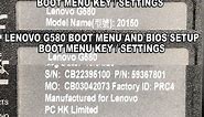 LENOVO G580 BOOT MENU AND BIOS SETUP /BOOT MENU KEY / SETTINGS
