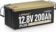 12V 200Ah LiFePO4 Lithium Battery - 3.84kWh 4000+ Deep Cycles Rechargeable Iron Phosphate Battery Built-in 200A Smart BMS, Perfect for Solar System, RV, Solar Power, Marine, Backup Power, Off-Grid