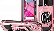 Mocotto for BLU View 4 Phone Case with Tempered Glass Screen Protector,Military Grade Heavy Duty Shockproof Protective Cover,with Ring Kickstand Full-Body Protective for BLU View 4 (B135DL) (Pink)