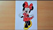 How to Draw Minnie Mouse Step by Step || Colour Drawing