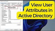 View User Attributes in Active Directory