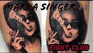 Helena Bonham Carter - Marla Singer tattoo timelapse - tatouage realiste Fight Club