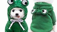 Frog Hoodie for Dogs, Cute Dog Hooded Sweatshirt, Warm Costume for Small Medium Large Dog cat (Frog, Small)