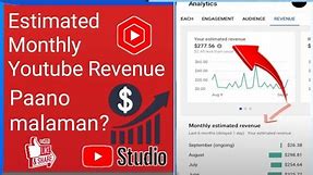 Paano Makita ang Monthly Revenue ng Youtube Channel Gamit ang Youtube Studio Apps | Youtube Studio