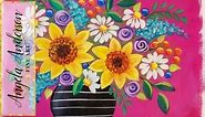 Easy Sunflowers & Daisies | Live Beginner Acrylic Painting Lesson | Boho Flower Vase Series