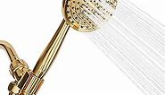 Luxury Spa: ImperialShine Gold Hand Held Shower Head, 5 inch 6 Spray Settings Handheld Showerhead with Extra-Long Hose, Experience Comfort and Elegance (Polished Brass/ImperialShine Gold)