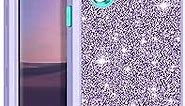 LONTECT for Galaxy S22 Ultra 5G Case Three-Layer Shockproof Heavy Duty Hybrid Sturdy High Impact Protective Cover Glitter Sparkly Bling Case for Samsung Galaxy S22 Ultra 5G 6.8 2022,Shiny Purple/Green