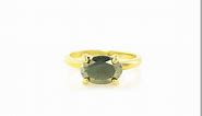 Oval Cut Pyrite Gemstone Ring - Stackable Gold Cocktail Solitaire Ring - Delicate Design for Women