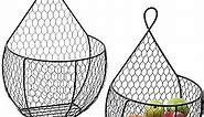 ERYTLLY Metal Fruit And Vegetable Storage Hanging Basket Wall Mounted, For Kitchen Black Wire Baskets for Flowers, Fruits and Veggies, - Set of 2