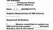 Letter To Telecom Provider Requesting For Replacement Of Sim Card