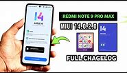 Redmi Note 9 Pro Max MIUI 14.0.2.0 (MIUI 14) Update Full Changelog | Redmi Note 9 Pro New Update
