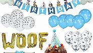 Dog Cat Birthday Party Supplies, Boy Dog Birthday Bandana Set with Cute Dog Bowtie, Scarf, Birthday Banner,Balloons and Hat with Numbers for Small Medium Dogs,Blue Dog Birthday Outfit Dog Presents