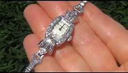Estate VINTAGE Antique Hamilton Ladies Platinum VS Diamond Art Deco Wrist Watch