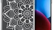 ENDIY iPhone 15 Plus Case Flower Floral for Women Girls Girly Cute Designer Phone Case Clear with Design, Compatible with iPhone 15 Plus Case Transparent,White Mandala Flower