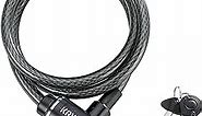 Kryptonite Bike Lock Cable, 6ft. x 12mm Braided Steel Cable Anti-Theft Security Bicycle Lock with Keys for Outdoor Equipment, Bicycles, Scooters, Fence, Gate,Black