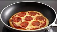 5 minute EASY PAN PIZZA | No Yeast, No Oven, Pepperoni Pizza Recipe