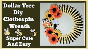 Dollar Tree Diy Clothespin Wreath Super easy Diy Great gift idea too