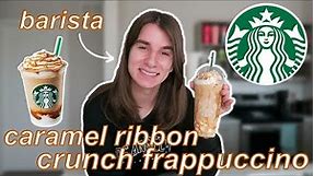 How To Make A Starbucks Caramel Ribbon Crunch Frappuccino // by a barista