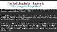 Applied Linguistics - Lesson 1 - What is Applied Linguistics?