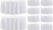 Aocoz 10 Pack White Round Tablecloth 120 Inch Tablecloths Stain Resistant Decorative Washable Polyester Table Cloth for Dining Table Banquets Buffet Parties and Wedding, Fits Square or Round Table