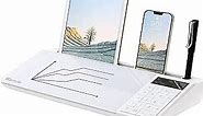 Homde Glass Desktop Whiteboard with Calculator Dry Erase Board Keyboard Tablet Stand Desk Organizer with Dotted Surface