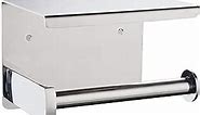 Toilet Paper Holder with Shelf Wall Mounted, Adhesive Toilet Paper Roll Holder, Stainless Steel Tissue Roll Dispenser Storage, Adhesive No Drilling Or Drilling with Screws (Polished Chrome)