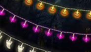 Halloween Decorations Clearance Pumpkin String Lights, Set of 3 Pumpkin Bat Ghost Halloween String Lights 10FT with 30 LEDs Each String for Home Bedroom Yard Indoor Outdoor Halloween Decor