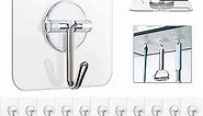 Adhesive Hooks, Removable Wall Hooks Heavy Duty 13 LB Ceiling Hooks Transparent Seamless Hooks Waterproof and Oil Proof for Cabinet Kitchen Bathroom Ceiling Office Window 10 Pack
