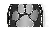 LaserGram Oval Keychain, Paw Print, Personalized Engraving Included (Black with Silver)