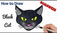 How to Draw a Black Cat Emoji | DIY Halloween Drawings