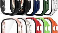 [9 Pack] Pocoukate Case Compatible with 49mm Apple Watch Ultra & Ultra 2 with Tempered Glass Screen Protector Full Scratch-Resistant Protective Cover Bumper for Apple Watch 49 mm