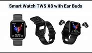 X8 2 in 1 Smart Watch with Earbuds, TWS Bluetooth Earphone Health Monitor Sport Fitness Tracker