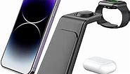 Wireless Charger for Samsung Phones,3 in 1 Wireless Charger for Mobile Phones Watches and Airpods,Simply Put Down The Device to Quickly Charge（Black）