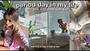 period day in my life☁️ very realistic + tips on cramps & everything!