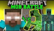 HEROBRINE VS DIAMOND GOLEM, MUTANT CREEPER, & TITAN - Minecraft Mob Battles - Mods
