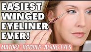 Quick Easy Winged Eyeliner Tutorial for Hooded, Aging, Downturned Eyes