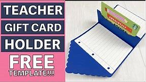 DIY Cricut Best Teacher Appreciation Gift Card Holder Lined with Notebook Paper - FREE Template